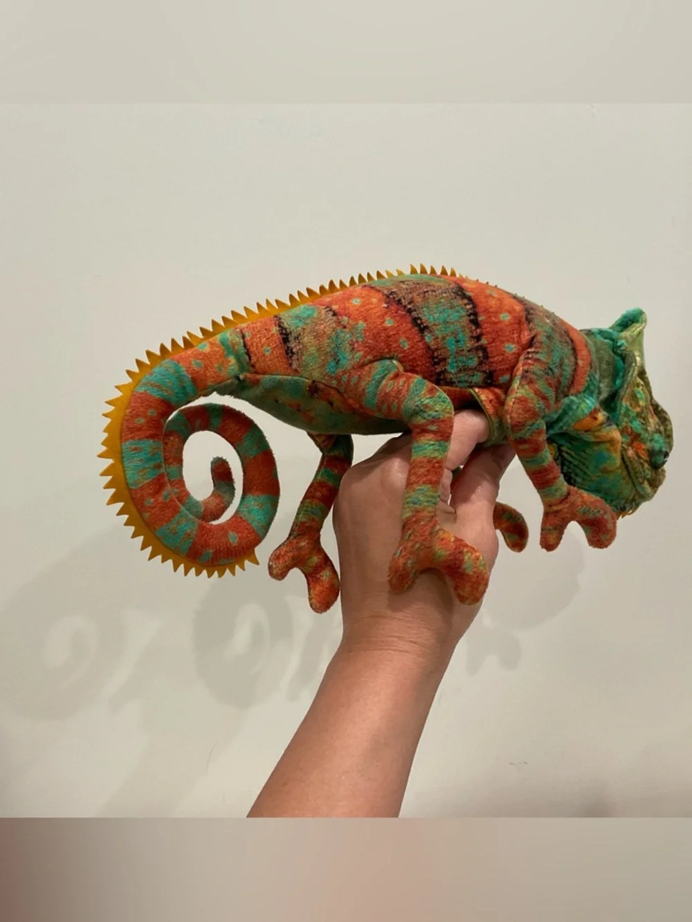 Multicolor Green & Orange Chameleon Plush for Small Pets
